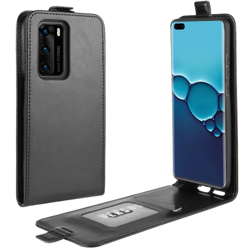 

For Huawei P40 R64 Texture Single Vertical Flip PU Leather Case with Card Slots & Photo Frame(Black)