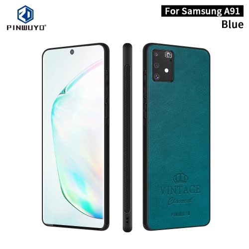 

For Galaxy A91 / S10 Lite PINWUYO Pin Rui Series Classical Leather Texture PC + TPU Waterproof Anti-fall All-inclusive Protective Case Shell(Blue)