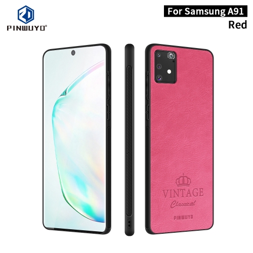 

For Galaxy A91 / S10 Lite PINWUYO Pin Rui Series Classical Leather Texture PC + TPU Waterproof Anti-fall All-inclusive Protective Case Shell(Red)