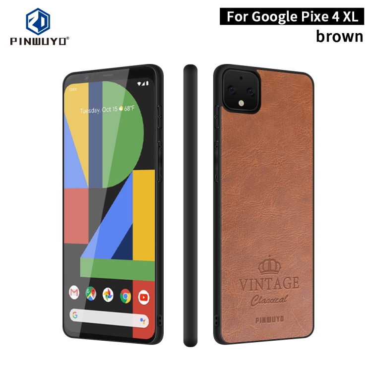 

For Google Pixel 4 XL PINWUYO Pin Rui Series Classical Leather Texture PC + TPU Waterproof Anti-fall All-inclusive Protective Case Shell(Brown)