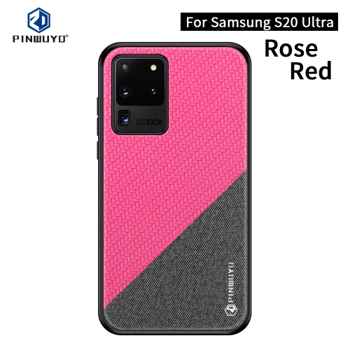 

For Galaxy S20 Ultra PINWUYO Rong Series Shockproof PC + TPU+ Chemical Fiber Cloth Protective Case(Red)
