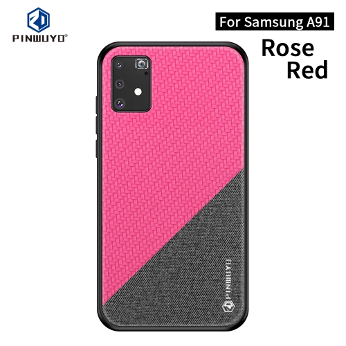 

For Galaxy A91 / S10 Lite PINWUYO Rong Series Shockproof PC + TPU+ Chemical Fiber Cloth Protective Case(Red)