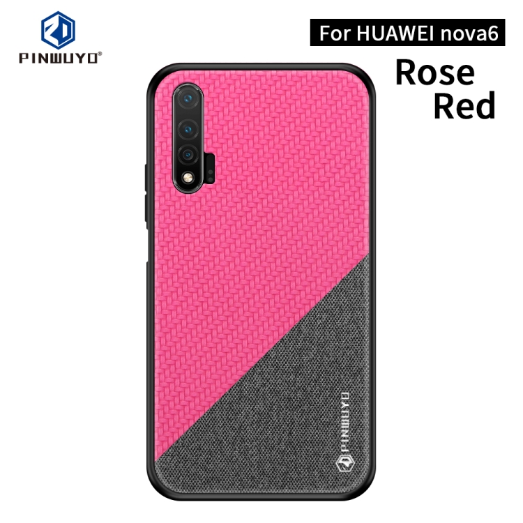 

For Huawei Nova 6 PINWUYO Rong Series Shockproof PC + TPU+ Chemical Fiber Cloth Protective Case(Red)