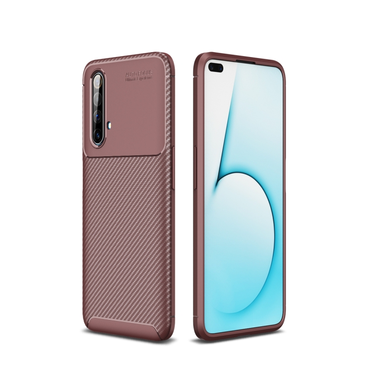 

For OPPO Realme X50 Carbon Fiber Texture Shockproof TPU Case(Brown)