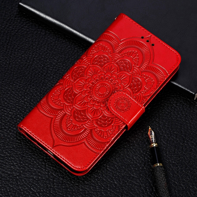

For Galaxy S20+ Mandala Embossing Pattern Horizontal Flip Leather Case with Holder & Card Slots & Wallet & Photo Frame & Lanyard(Red)