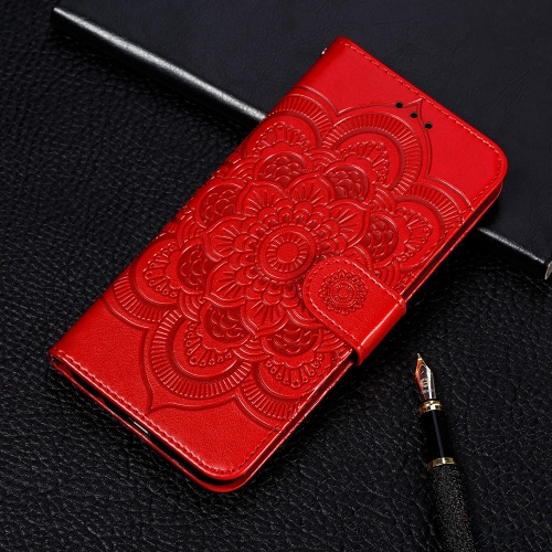 

For Galaxy S20 Mandala Embossing Pattern Horizontal Flip Leather Case with Holder & Card Slots & Wallet & Photo Frame & Lanyard(Red)