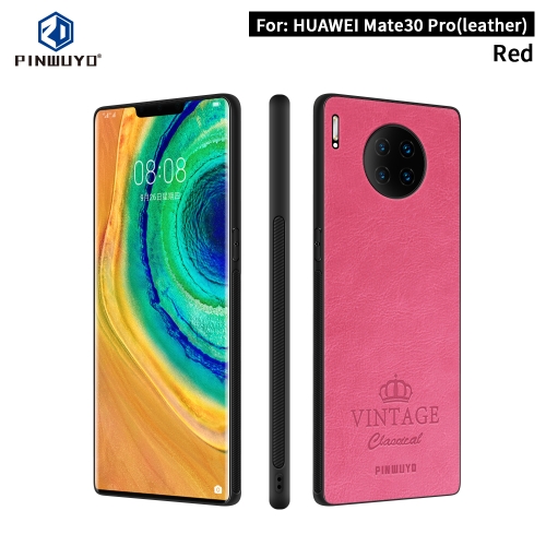 

For Huawei Mate 30 Pro 5G (Leather) PINWUYO Pin Rui Series Classical Leather PC + TPU + PU Leather Waterproof Anti-fall All-inclusive Protective Case(Red)