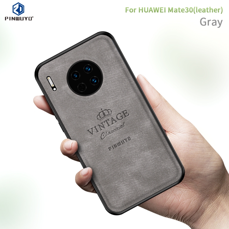 

For Huawei Mate 30 5G (Leather) PINWUYO Zun Series PC + TPU + Skin Waterproof Anti-fall All-inclusive Protective Case(Gray)