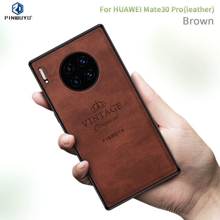 

For Huawei Mate 30 Pro 5G (Leather) PINWUYO Zun Series PC + TPU + Skin Waterproof Anti-fall All-inclusive Protective Case(Brown)