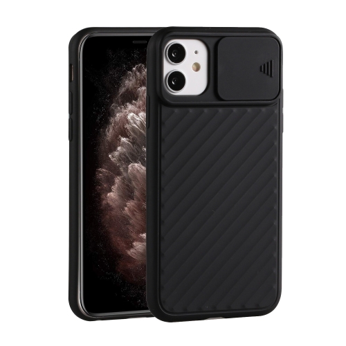 

For iPhone 11 Sliding Camera Cover Design Twill Anti-Slip TPU Case(Black)