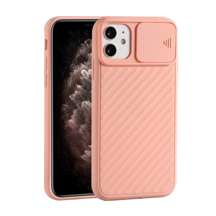

For iPhone 11 Pro Sliding Camera Cover Design Twill Anti-Slip TPU Case(Pink)