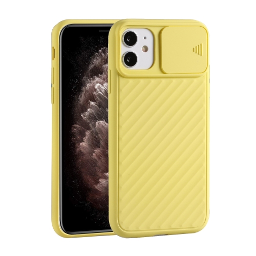 

For iPhone 11 Pro Max Sliding Camera Cover Design Twill Anti-Slip TPU Case(Yellow)