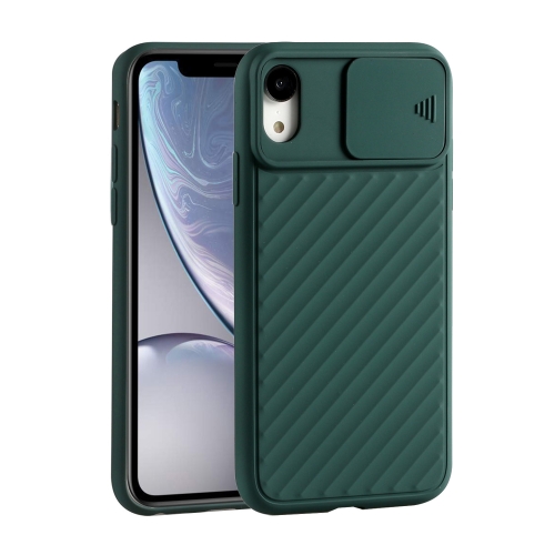 

For iPhone X & XS Sliding Camera Cover Design Twill Anti-Slip TPU Case(Green)