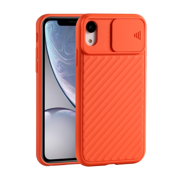 

For iPhone X & XS Sliding Camera Cover Design Twill Anti-Slip TPU Case(Orange)