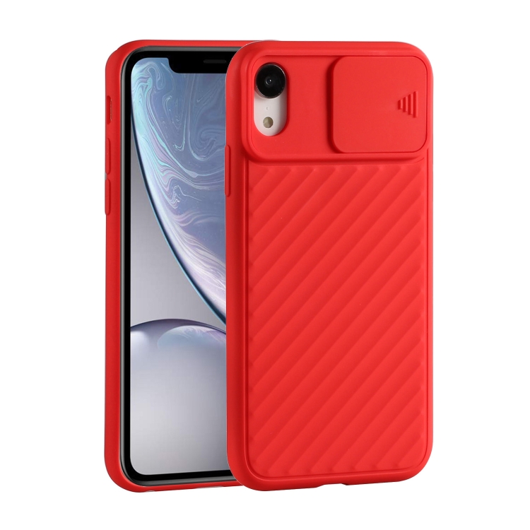 

For iPhone X & XS Sliding Camera Cover Design Twill Anti-Slip TPU Case(Red)