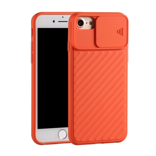 

For iPhone 6 Plus & 6s Plus / 7 Plus & 8 Plus Sliding Camera Cover Design Twill Anti-Slip TPU Case(Orange)