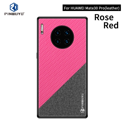 

For Huawei Mate 30 Pro 5G (Leather) PINWUYO Rong Series Shockproof PC + TPU+ Chemical Fiber Cloth Protective Cover(Red)