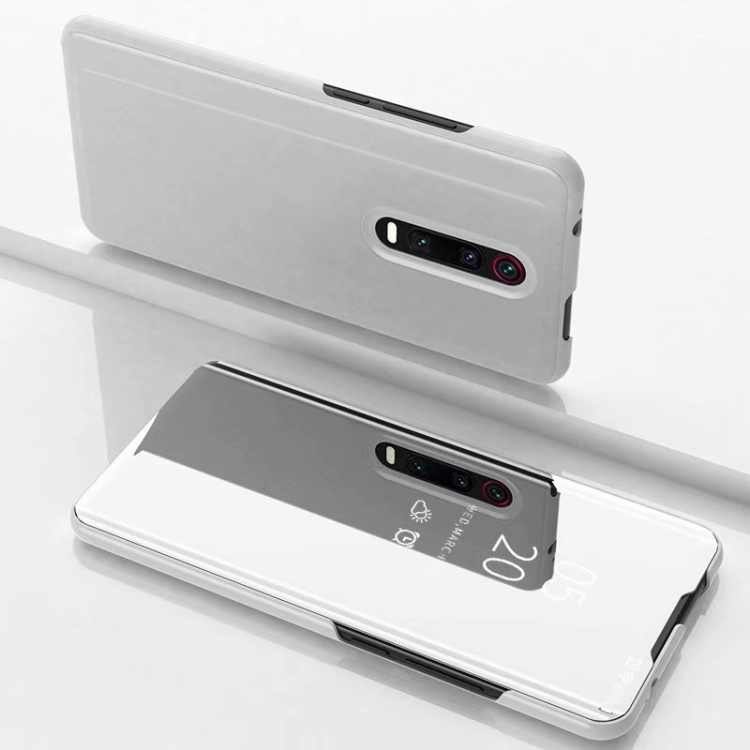 

For OnePlus 8 Plated Mirror Horizontal Flip Leather Case with Holder(Silver)