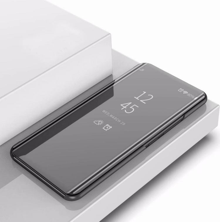 

For OnePlus 8 Pro Plated Mirror Horizontal Flip Leather Case with Holder(Black)