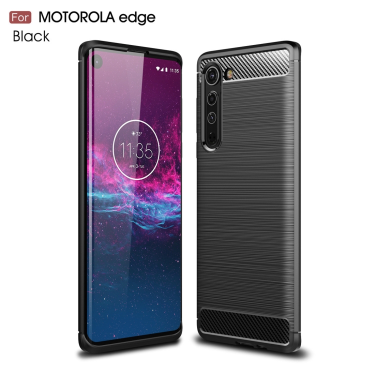 

For Motorola Moto Edge Brushed Texture Carbon Fiber TPU Case(Black)