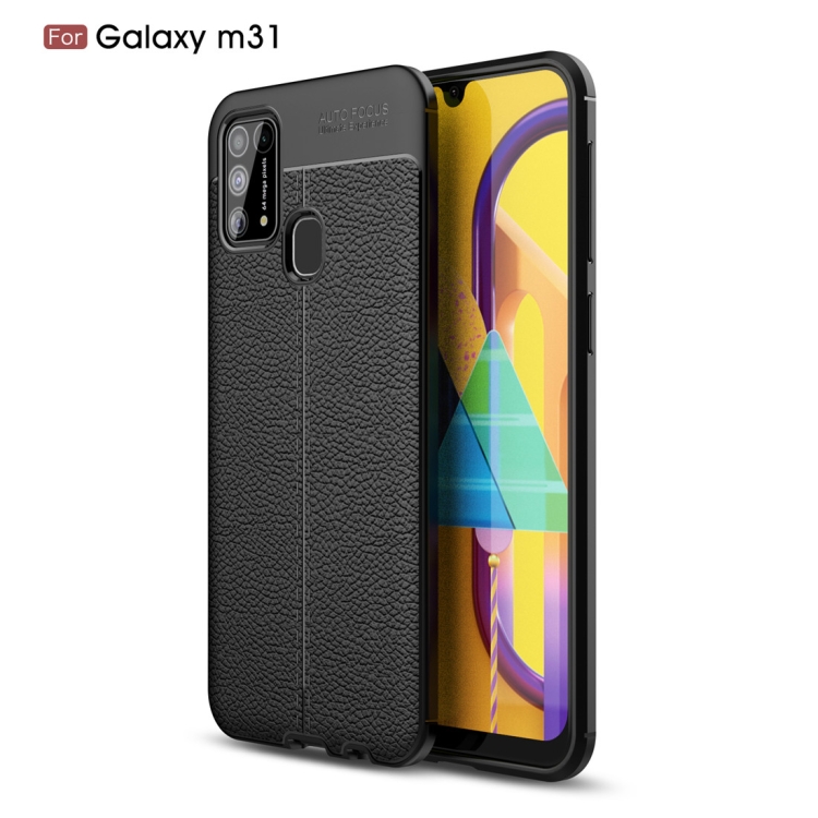 

For Galaxy M31 Litchi Texture TPU Shockproof Case(Black)