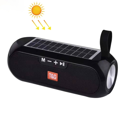

T&G TG182 Portable Column Wireless Stereo Music Box Solar Power waterproof USB AUX FM radio super bass(Black)