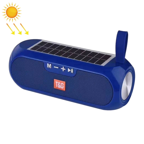 

T&G TG182 Portable Column Wireless Stereo Music Box Solar Power waterproof USB AUX FM radio super bass(Blue)