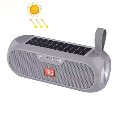 

T&G TG182 Portable Column Wireless Stereo Music Box Solar Power waterproof USB AUX FM radio super bass(Grey)