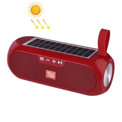 

T&G TG182 Portable Column Wireless Stereo Music Box Solar Power waterproof USB AUX FM radio super bass(Red)