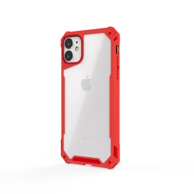 

For iPhone 11 Transparent PC + TPU Full Coverage Shockproof Protective Case(Red)