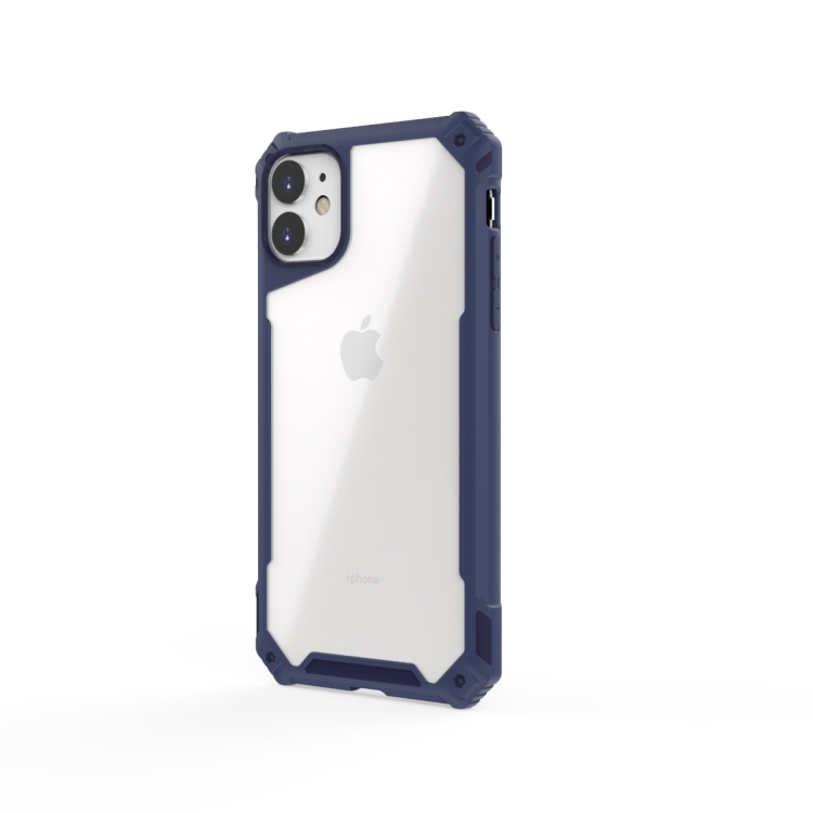 

For iPhone 11 Transparent PC + TPU Full Coverage Shockproof Protective Case(Navy Blue)