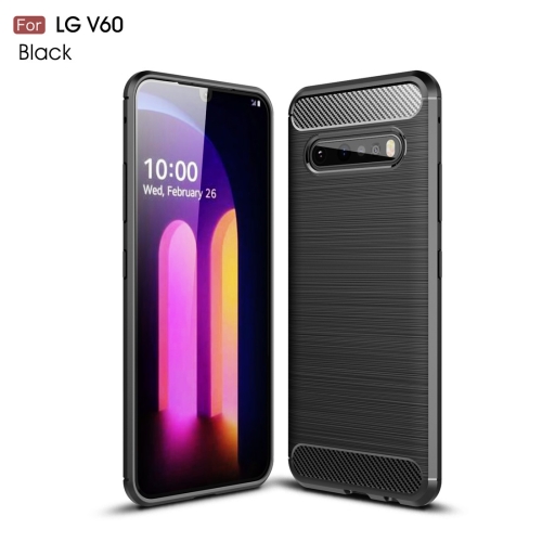 

For LG V60 ThinQ Brushed Texture Carbon Fiber Shockproof TPU Case(Black)