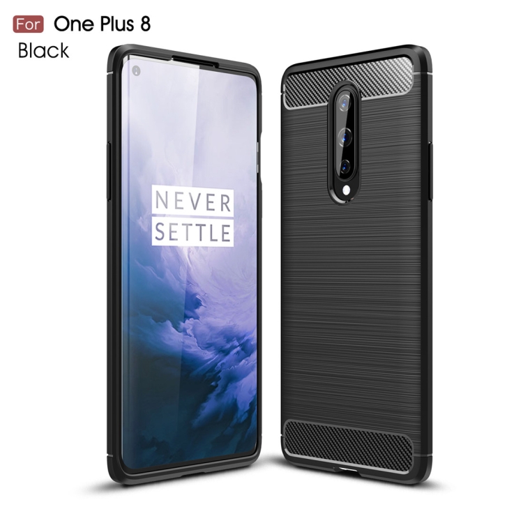 

For OnePlus 8 Brushed Texture Carbon Fiber Shockproof TPU Case(Black)