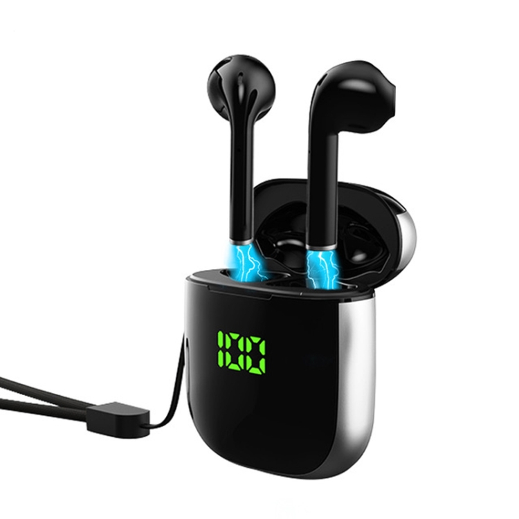 

WK60 TWS Bluetooth Earphone Pop-up LED Display Wireless Sport Headphone 5D Stereo Headsets with Charging Box(Black+Silver)