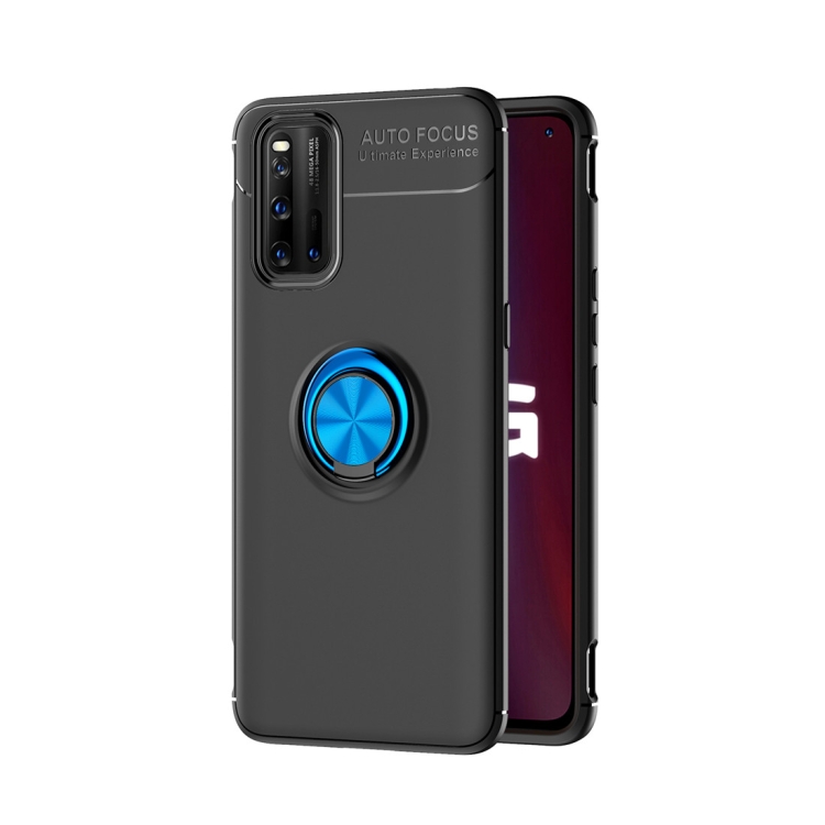 

For Vivo IQOO3 Metal Ring Holder 360 Degree Rotating TPU Case(Black+Blue)