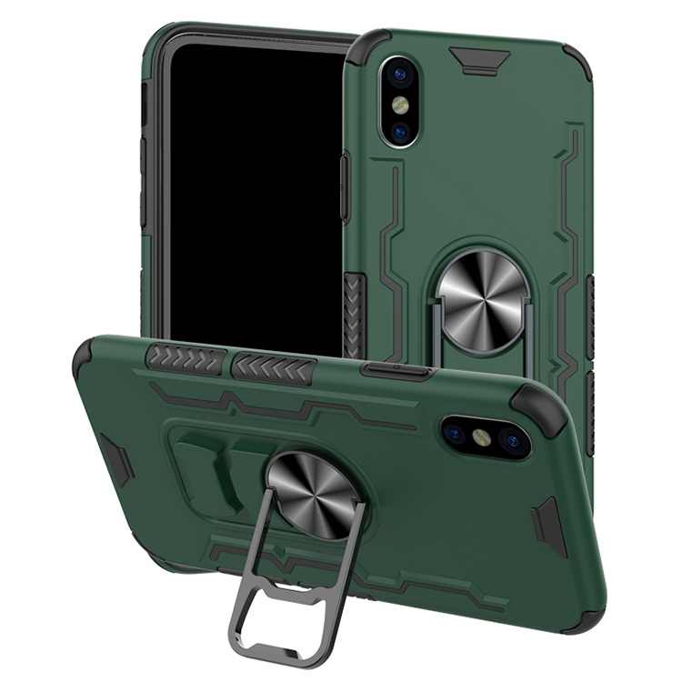 

For iPhone X / XS Shockproof PC + TPU Protective Case with Beer Opener & Car Holder(Green)