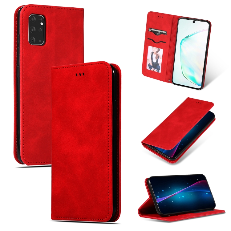 

For Galaxy S20 Plus Retro Skin Feel Business Magnetic Horizontal Flip Leather Case(Red)