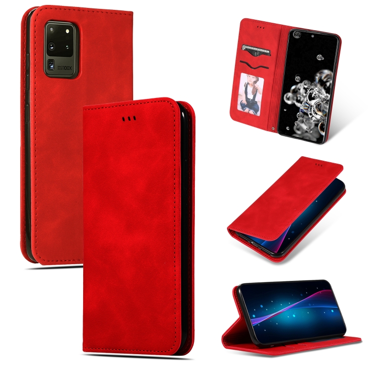 

For Galaxy S20 Ultra Retro Skin Feel Business Magnetic Horizontal Flip Leather Case(Red)