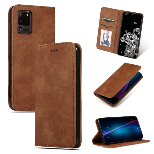 

For Galaxy S20 Ultra Retro Skin Feel Business Magnetic Horizontal Flip Leather Case(Brown)