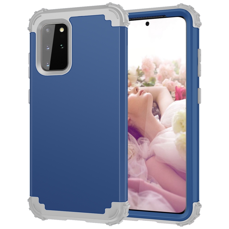 

For Galaxy S20 Plus PC + Silicone Three-piece Shockproof Protection Case(Blue)