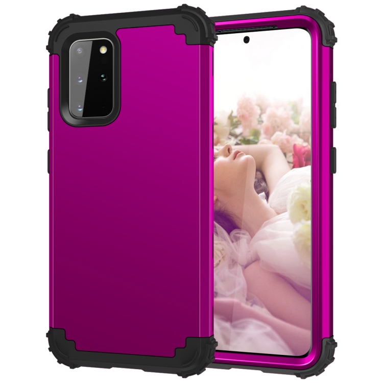 

For Galaxy S20 Plus PC + Silicone Three-piece Shockproof Protection Case(Purple)