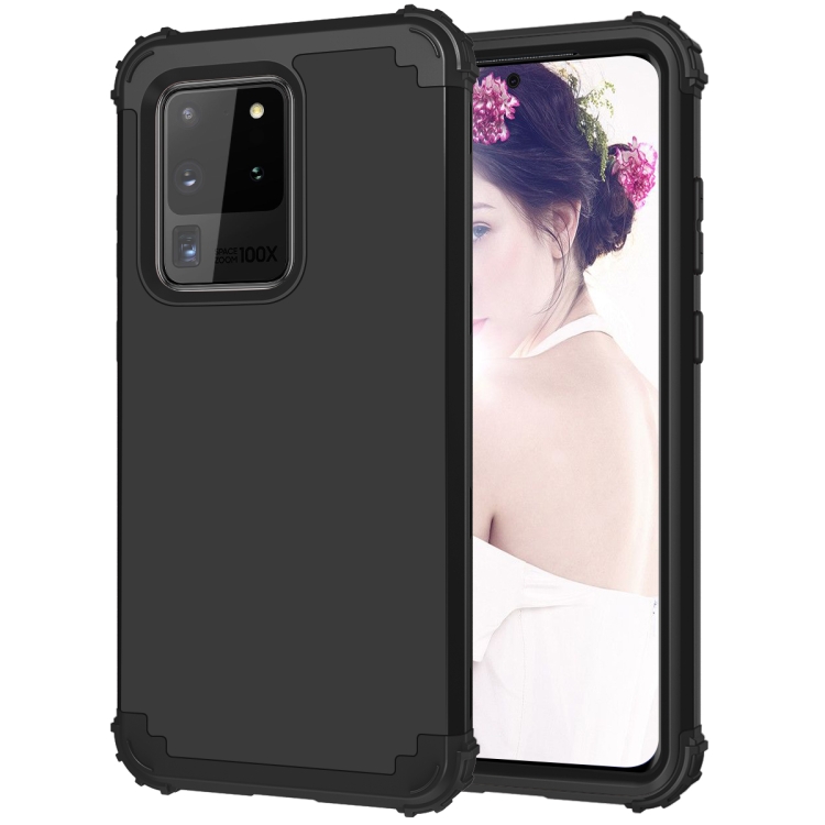 

For Galaxy S20 Ultra PC + Silicone Three-piece Shockproof Protection Case(Black)