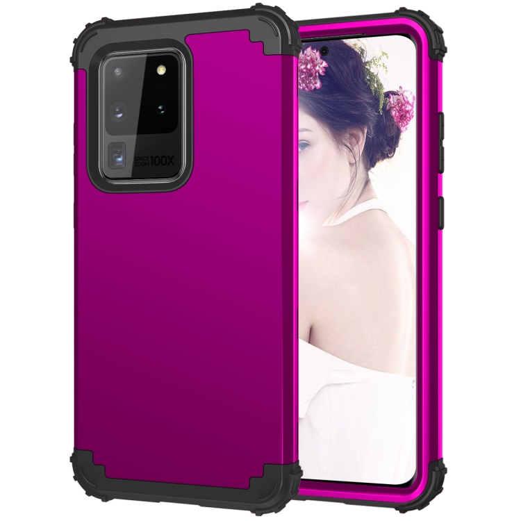 

For Galaxy S20 Ultra PC + Silicone Three-piece Shockproof Protection Case(Purple)