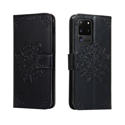 

For Galaxy S20 Ultra Embossed Kaleidoscope Flower Horizontal Flip Leather Case with Holder & Card Slots & Wallet(Black)