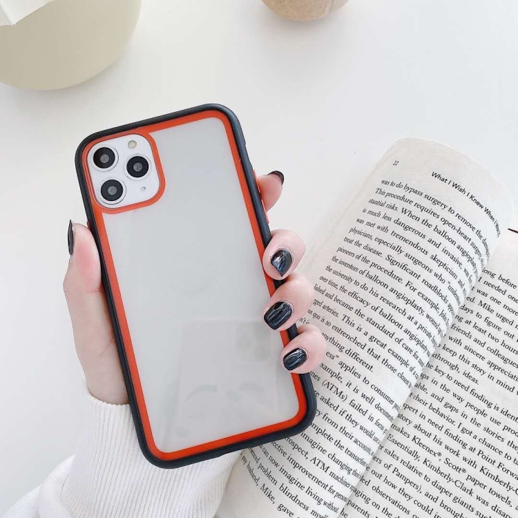

For iPhone 11 Pro Max Rainbow Skin Feeling TPU + PC Protective Case(Black+Red)