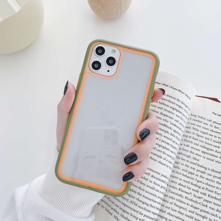 

For iPhone 11 Pro Max Rainbow Skin Feeling TPU + PC Protective Case(Light Green+Orange)