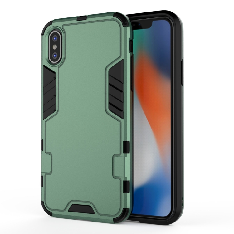 

For iPhone X / XS 3 in 1 Full Coverage Shockproof PC + TPU Case(Dark Green)