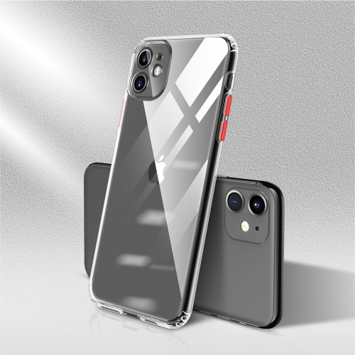 Sunsky For Iphone 11 Pro Max Color Button Clear Full Coverage Shockproof Tpu Case Red