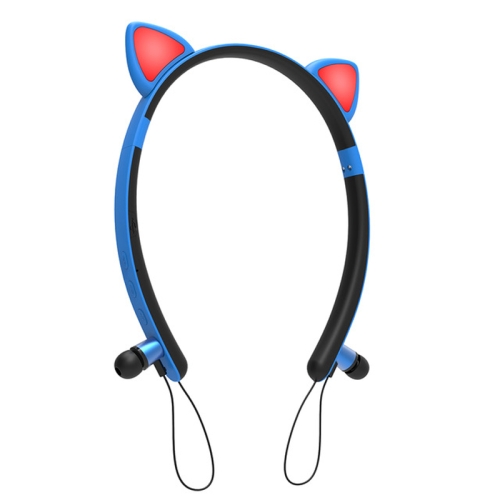 

ZW29 Cat Ear Stereo Sound HIFI Fashion Outdoor Portable Sports Wireless Bluetooth Headset with Mic & LED Light Glowing(Blue)