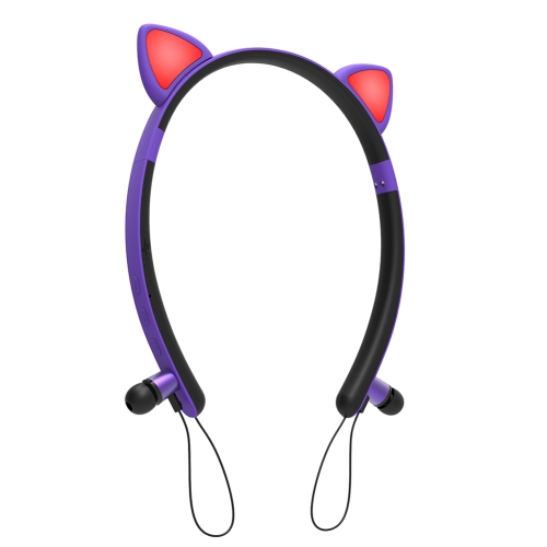 

ZW29 Cat Ear Stereo Sound HIFI Fashion Outdoor Portable Sports Wireless Bluetooth Headset with Mic & LED Light Glowing(Purple)